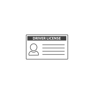 Vector car driver licenses icon on white isolated background.