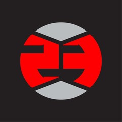 ZF Logo monogram with piece circle ribbon style on red colors and black background