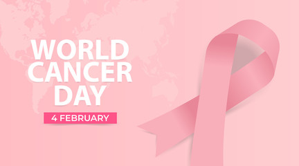 February 4, World Cancer Day with Pink Ribbon
