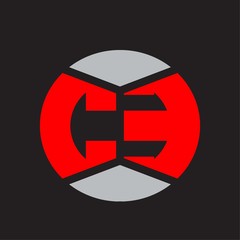 Obraz premium CE Logo monogram with piece circle ribbon style on red colors and black background