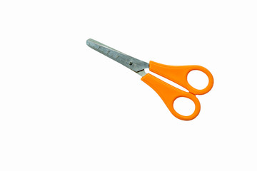 orange color scissors isolated on white background.