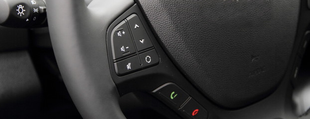 a multifunction steering wheel in a new car