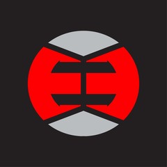 Obraz premium EE Logo monogram with piece circle ribbon style on red colors and black background