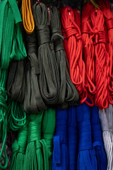 Different kind of ropes are for sale.