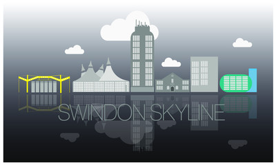 Fototapeta premium illustration of Swindon Skyline at night