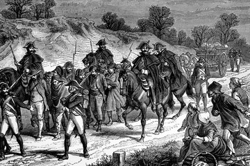 Repression of banditry. Napoleonic wars. Antique illustration. 1890.