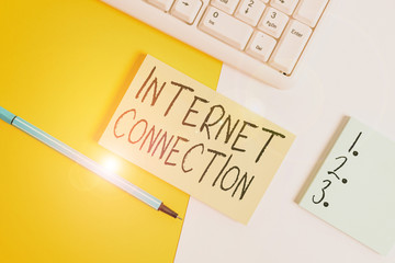 Writing note showing Internet Connection. Business concept for The way one gains access or...