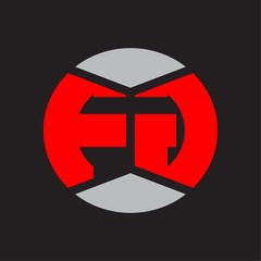 FG Logo monogram with piece circle ribbon style on red colors and black background