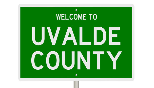 Rendering Of A Green 3d Highway Sign For Uvalde County