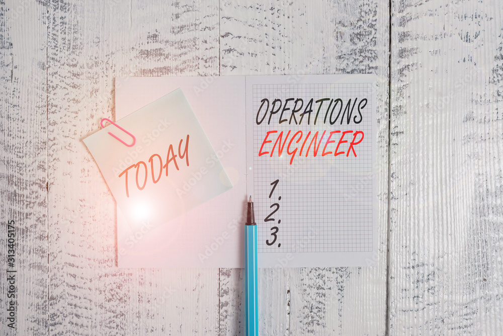 Poster writing note showing operations engineer. business concept for analyze and design operation that wil