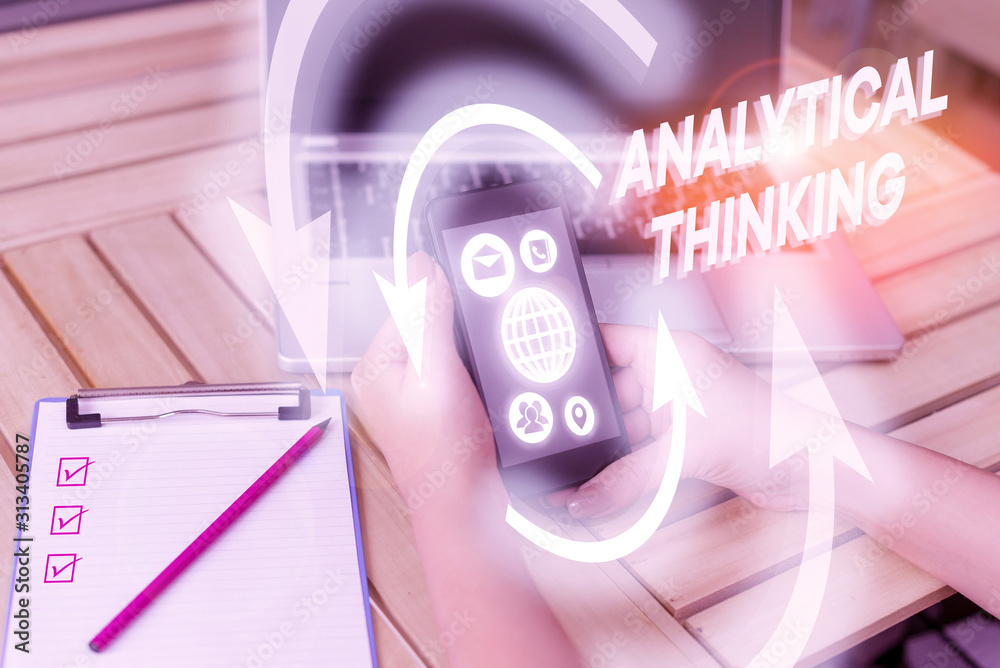 Poster writing note showing analytical thinking. business concept for break down complex problems into simp