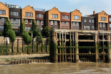 Apartment building at the Thames River Docklands in London, United Kingdom