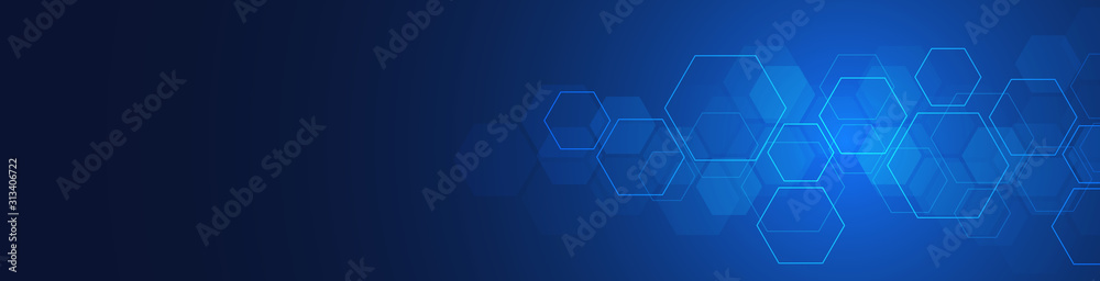 Wall mural hexagons pattern. geometric abstract background with simple hexagonal elements. medical, technology 
