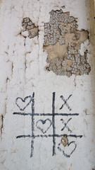 Simple game - X-O game.Hand drawn tic-tac-toe elements.Happy Valentines day symbol. Love graphite...