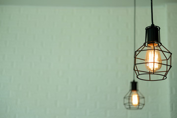 Light bulbs glowing. Warm light.