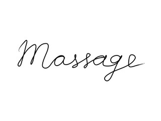 Massage handwritten text inscription. Modern hand drawing calligraphy. Word illustration black