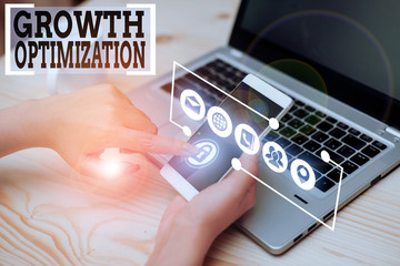 Conceptual hand writing showing Growth Optimization. Concept meaning Finding an alternative with...