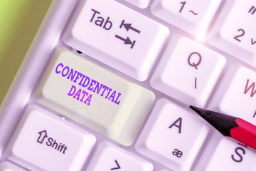 Text sign showing Confidential Data. Business photo showcasing information that is not available to...