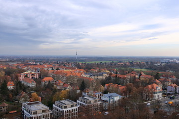 Panoramic view of Leipzig/Germany from the Battle of nations monument