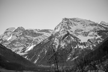 alpine mountain peak landmark. Tödi mountain black and white