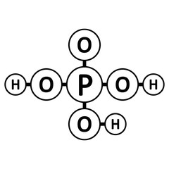 Orthophosphoric acid molecule icon.