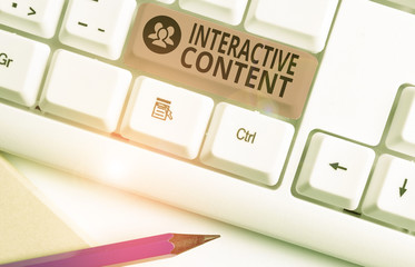 Text sign showing Interactive Content. Business photo showcasing It requires the participants active engagement