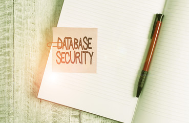 Word writing text Database Security. Business photo showcasing security controls to protect...