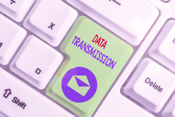 Handwriting text Data Transmission. Conceptual photo sending data electronically over a communications network