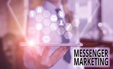 Handwriting text Messenger Marketing. Conceptual photo act of marketing to your customers using a messaging app