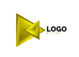 Triangle icon geometric logo template. Minimal geometrical design, 3d geometric bold symbol in relief style with color blend steps effect. Vector Illustration For Button, Banner, Background