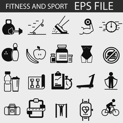 Fitness and sport icon set. EPS vector file