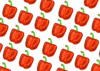 Vector illustration of realistic orange paprika seamless pattern background for design