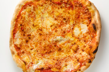 large italian pizza isolated on white table