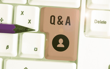 Writing note showing Q And A. Business concept for a period of time or an occasion when someone...