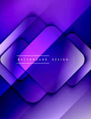 Rounded squares shapes composition geometric abstract background. 3D shadow effects and fluid gradients. Modern overlapping forms.