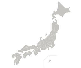 日本地図　白地図　県別　Rounded