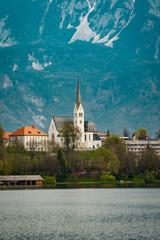 Church at Lake Bled Slovenia European Alps