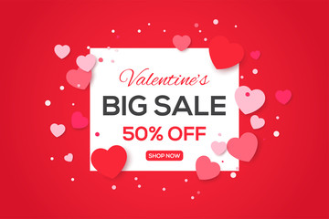 Valentine's day sale background with hearts pattern. Vector illustration. Use for wallpaper, flyers, invitations, posters, brochures, banners.