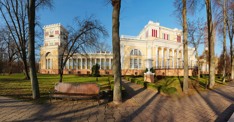 Gomel, Belarus - January 5, 2020: Rumyantsev Palace during the snow.
