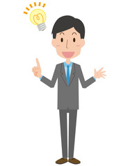 スーツ　会社員　男性　全身　ひらめき　表情　ポーズ