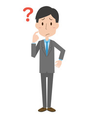 	スーツ　会社員　男性　全身　疑問　表情　感情　ポーズ
