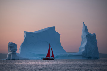 Beautiful landscape with large icebergs 