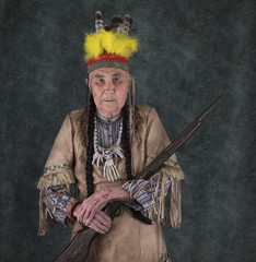portrait of an old red indian apache