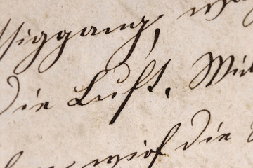 Historisches Schriftbild - Fokus auf dem Wort 