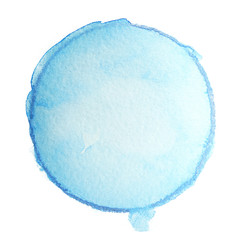 Fototapeta premium watercolor blue circle element with saturated colors and a bright middle. for card design on white background isolated template