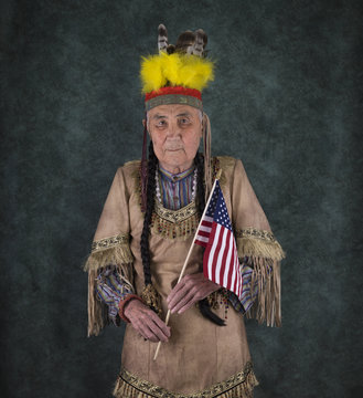 portrait of an old red indian chief apache