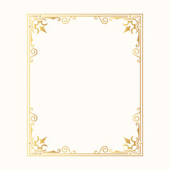 Hand drawn wedding gold vintage frame. Vector isolated classic victorian golden border.