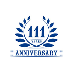 111 years logo design template. One hundred eleventh anniversary vector and illustration.