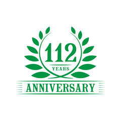 112 years logo design template. One hundred twelfth anniversary vector and illustration.