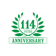 114 years logo design template. One hundred fourteenth anniversary vector and illustration.